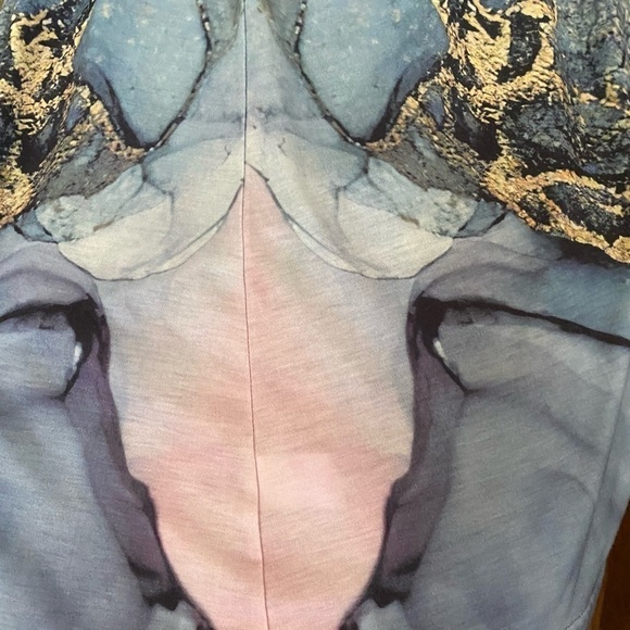 Gorgeous blue and gold racer back sundress with gold collar. - Picture 9 of 9